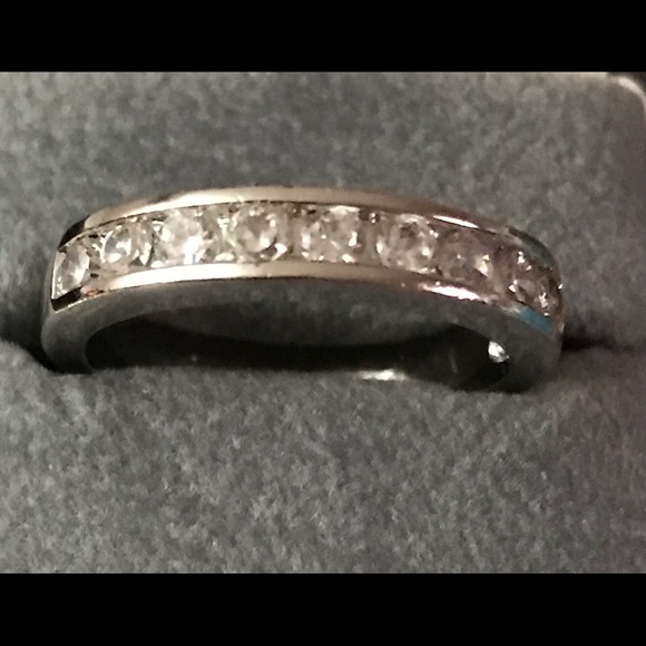 Silver CZ Band Stackable Ring 8 - Picture 4 of 9